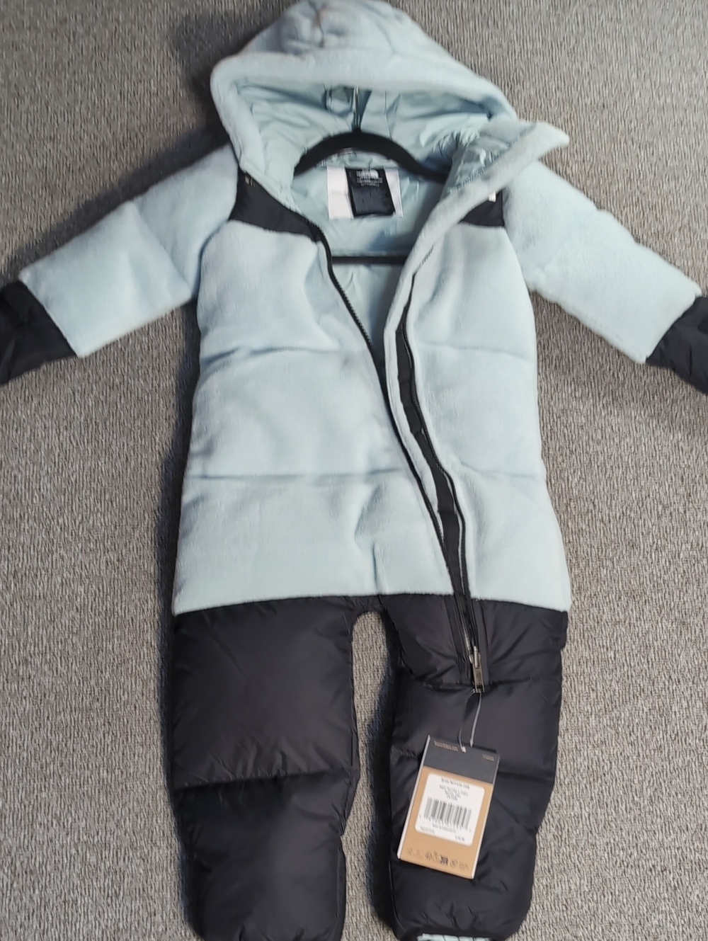 NWT 1996 Retro Nuptse Fleece One-Piece - Infants' Size 18-24M in Muted Pine Teal - Picture 3 of 12